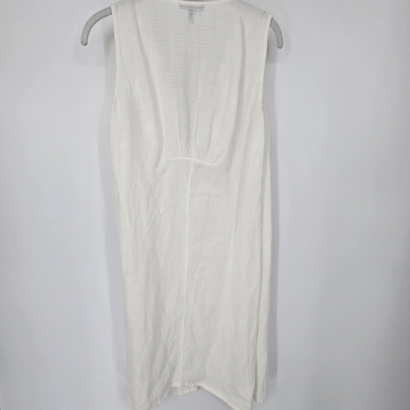 Eileen fisher sleeveless tunic button up dress cream white linen blend medium - Picture 2 of 5